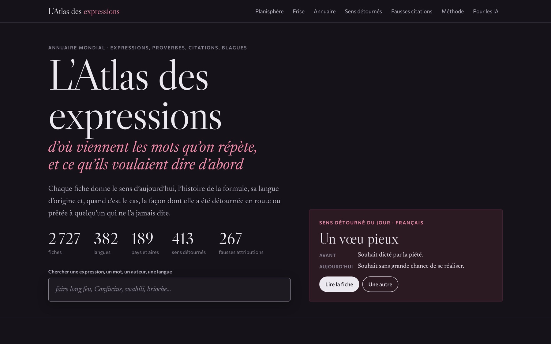 L'accueil : 2 727 fiches, 382 langues, le sens détourné du jour
