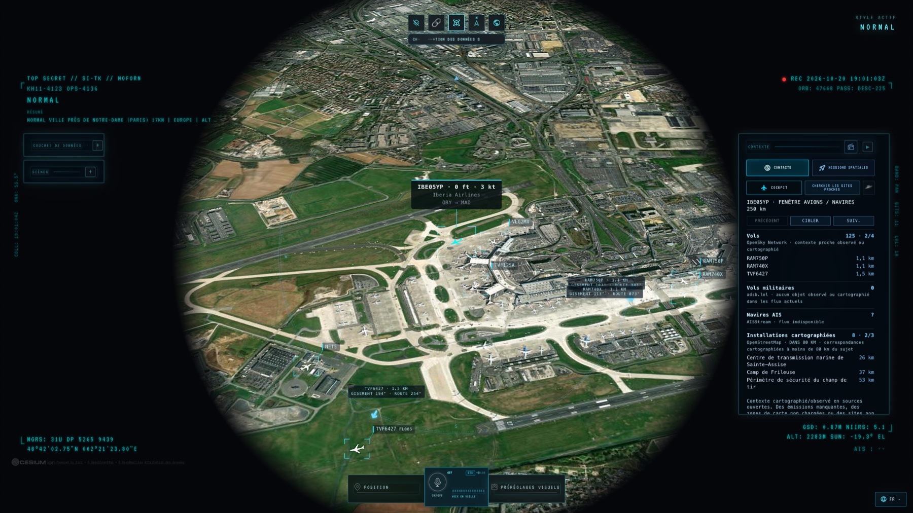 La vue satellitaire en direct : les avions d'Orly en temps réel