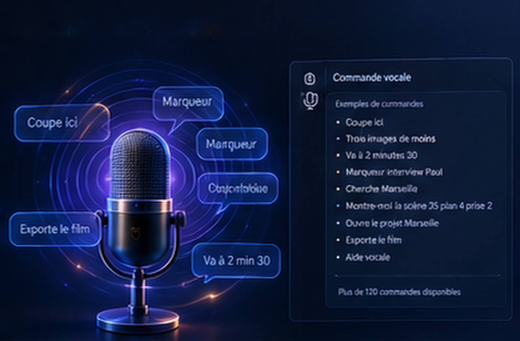 Monter à la voix : plus de 120 commandes