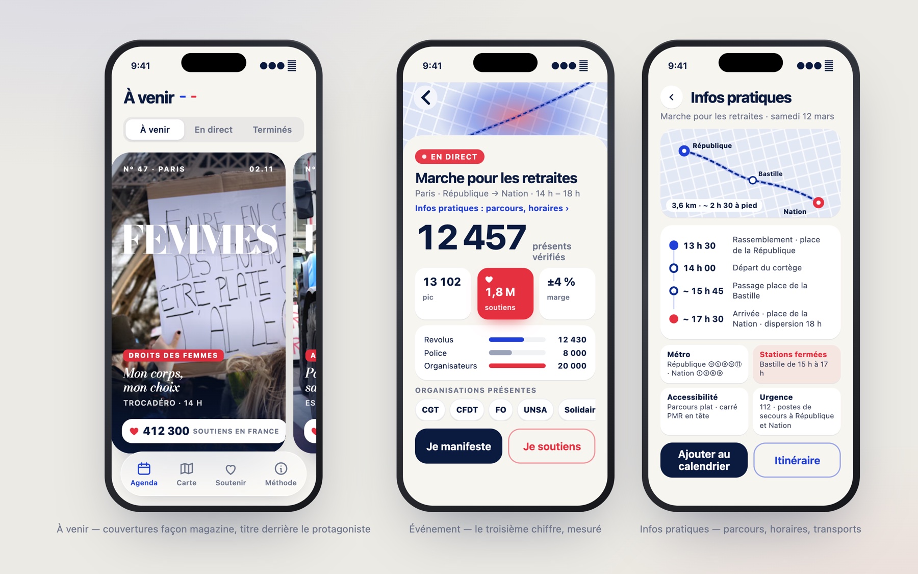 À venir, fiche d'un événement et infos pratiques : parcours, horaires, transports